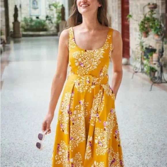 Boden Floral Yellow Dress - Picture 1 of 5